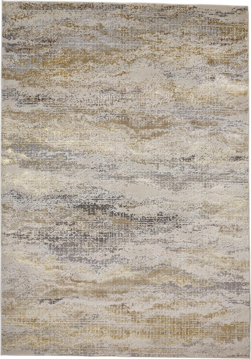 512948 7 x 10 ft. Gold Gray & Ivory Abstract Stain Resistant Rectangle Area Rug