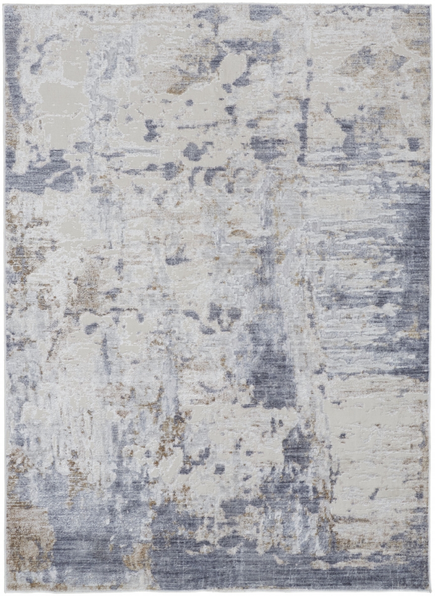4 x 6 ft. Ivory Gray & Blue Abstract Power Loom Distressed Rectangle Area Rug - Ivory Gray and Blue - 4 x 6 ft.