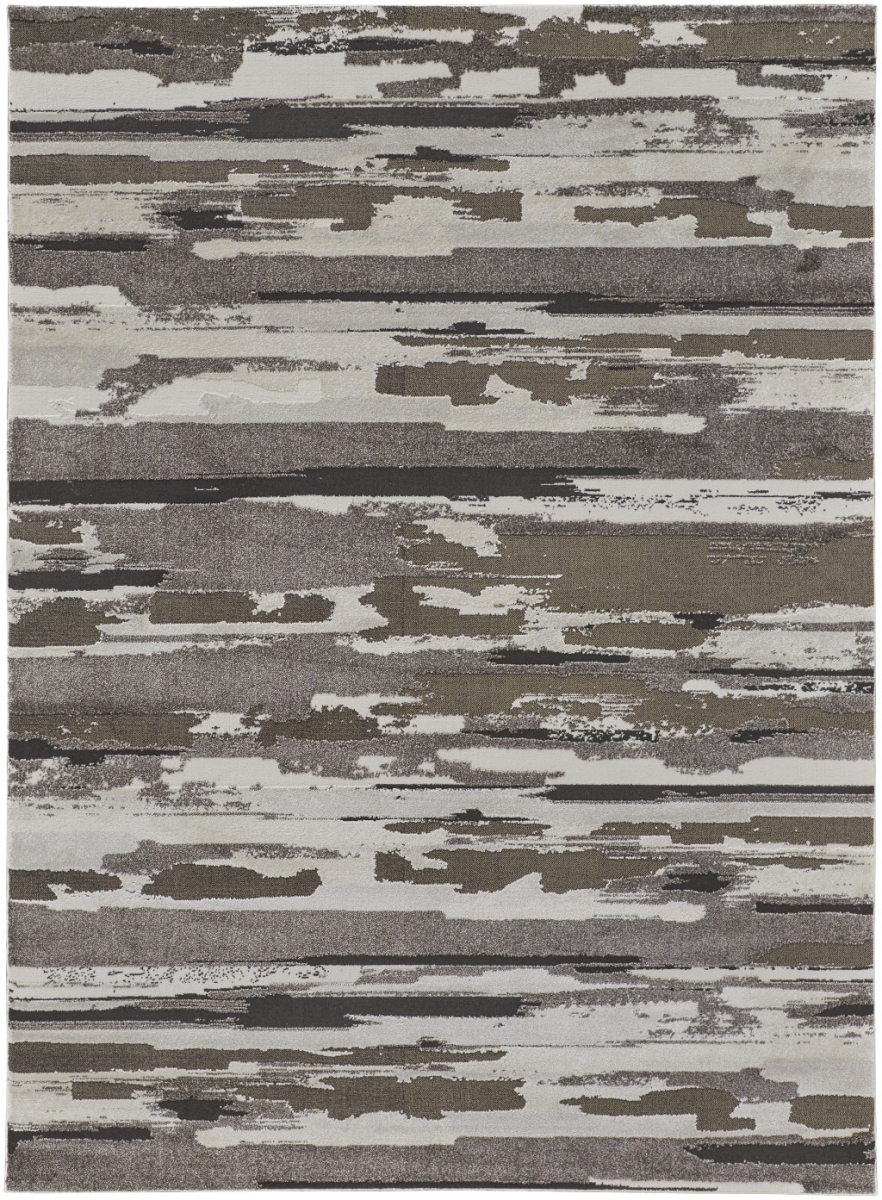 10 x 14 ft. Brown & Ivory Abstract Power Loom Distressed Stain Resistant Rectangle Area Rug
