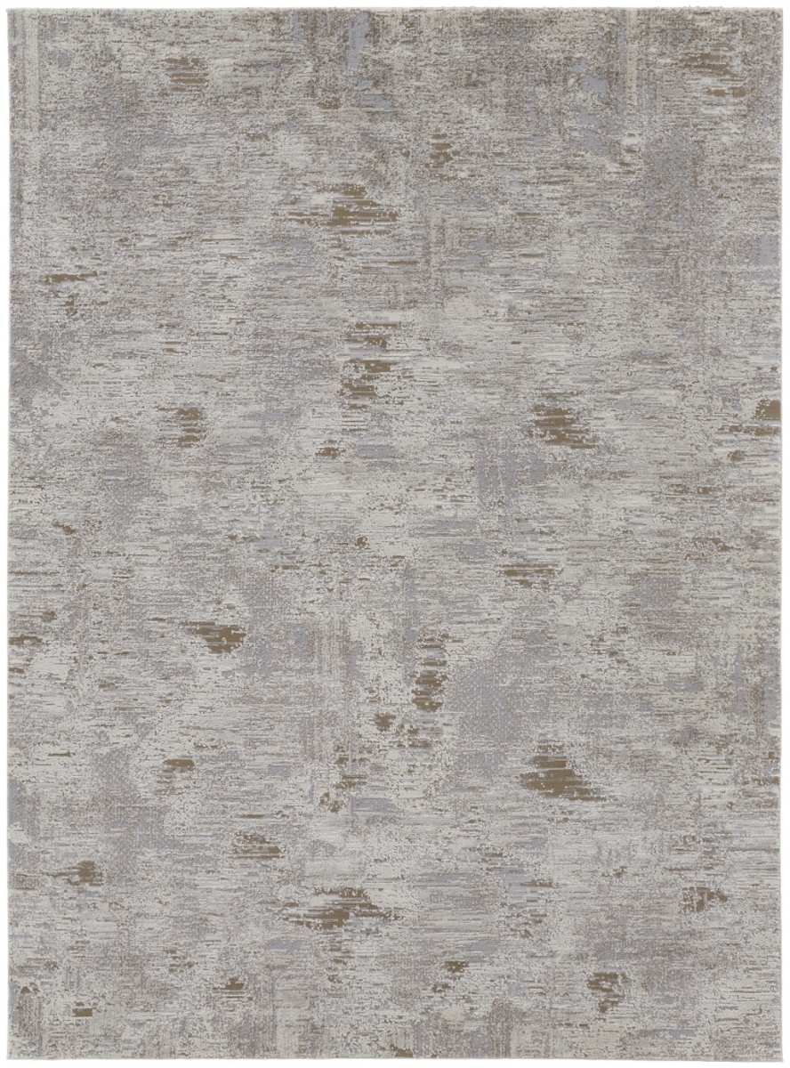 4 x 6 ft. Ivory Gray & Tan Abstract Power Loom Distressed Stain Resistant Rectangle Area Rug