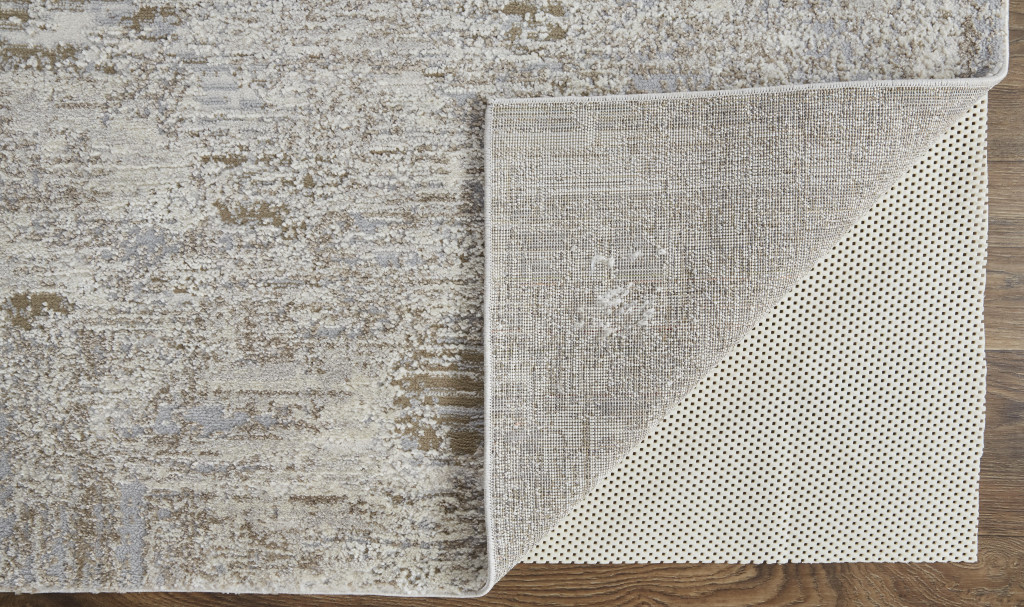 10 x 14 ft. Ivory Gray & Tan Abstract Power Loom Distressed Stain Resistant Rectangle Area Rug