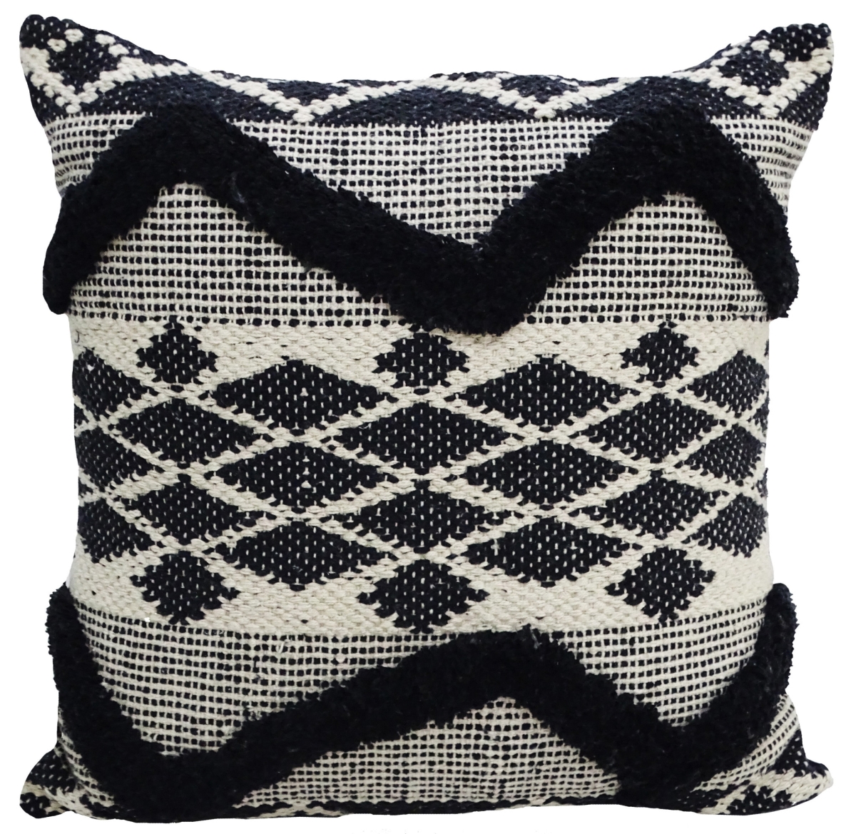 10 x 20 x 20 in. Black & White Chevron Textural Cotton Blend Throw Pillow