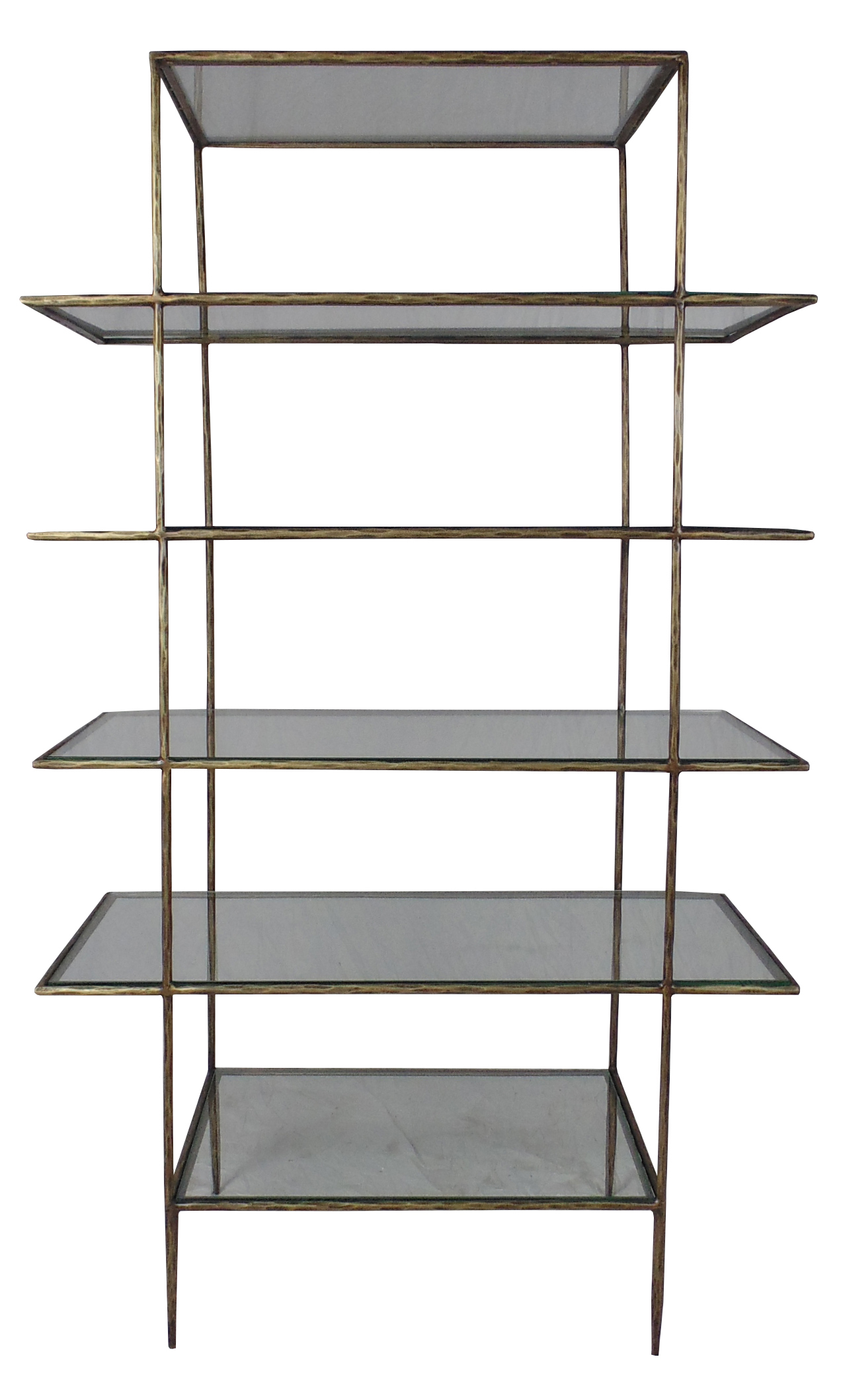 59 x 36 x 18 in. Clear & Gold Iron Five Tier Etagere Bookcase