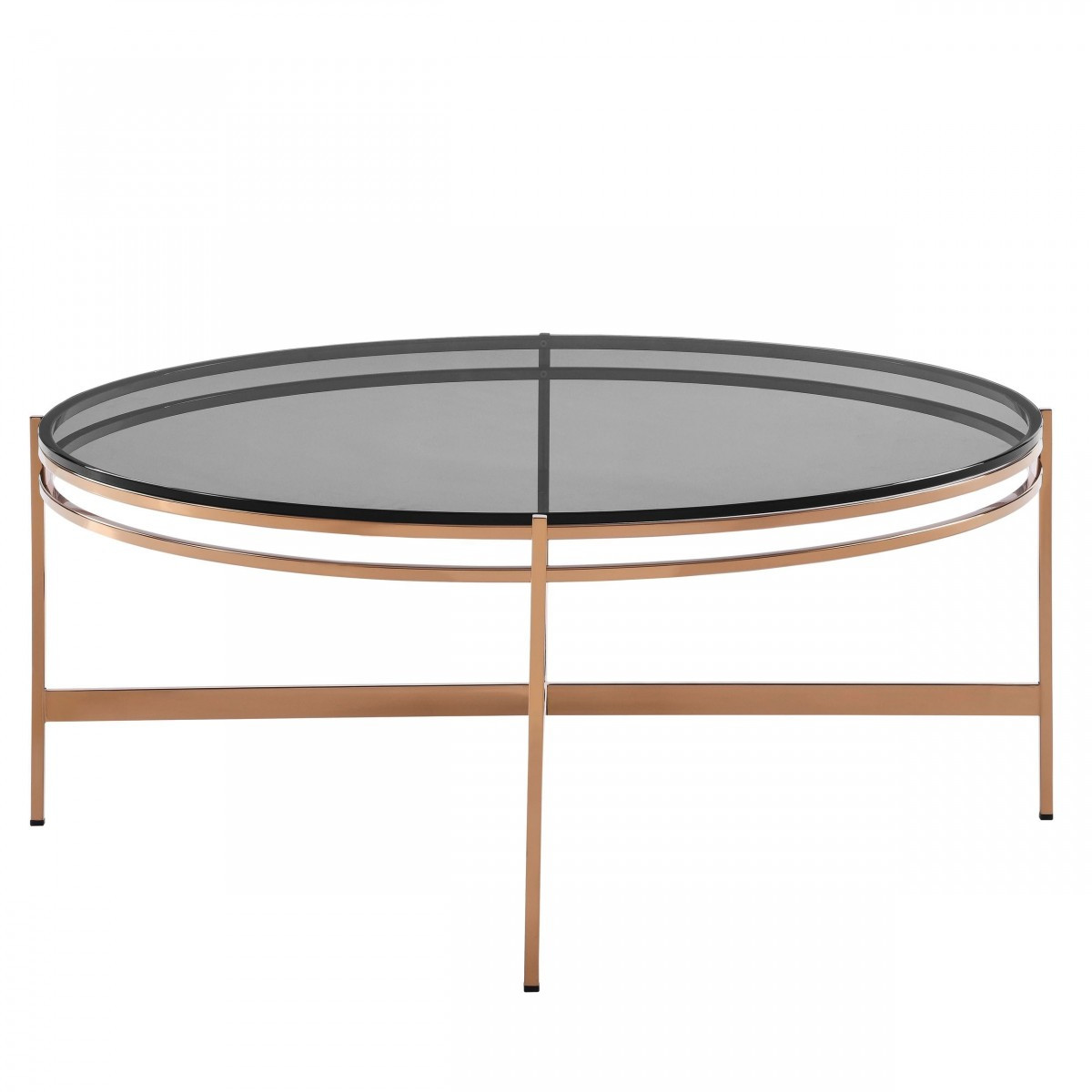 19 x 35 x 35 in. Gold & Smoked Glass Round Coffee Table
