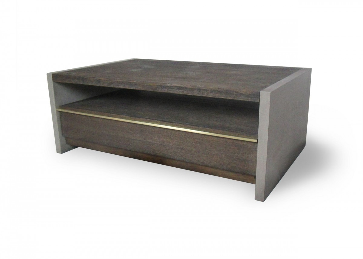 17.72 x 47 x 29.5 in. Dark Gray Walnut & Concrete Rectangular Coffee Table with Drawers & Shelf -  Gfancy Fixtures, GF3104071