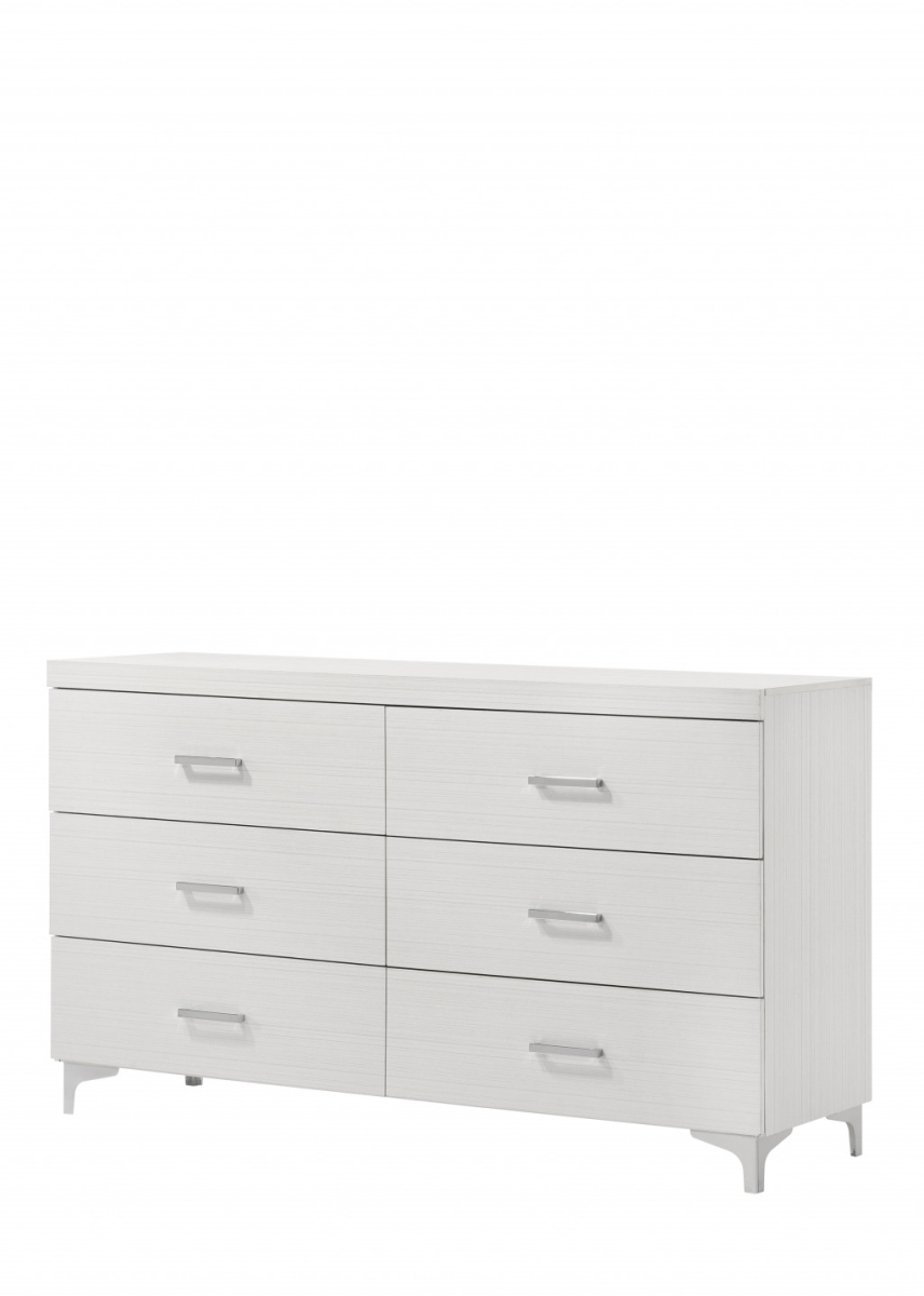 29 x 58 x 16 in. White Solid Wood Six Drawers Double Dresser
