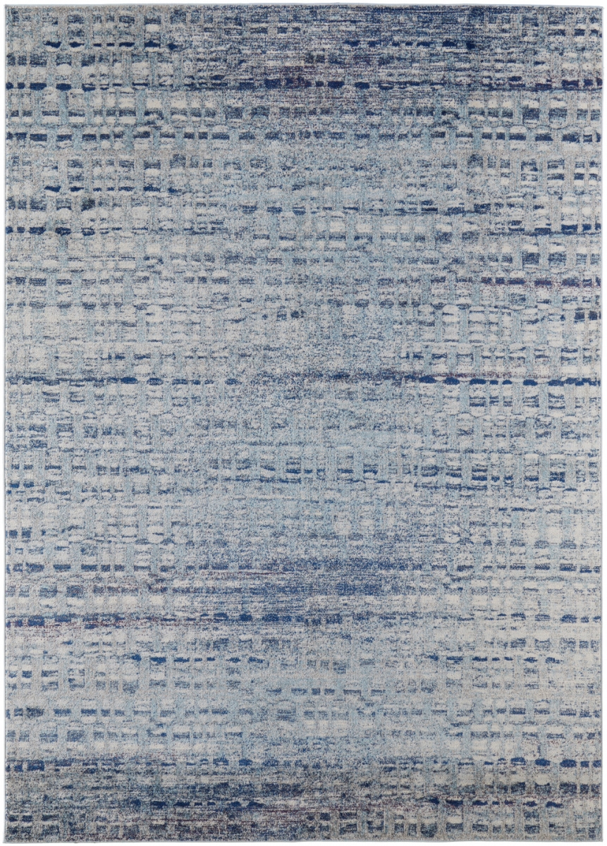 10 x 14 ft. Blue & Ivory Abstract Power Loom Stain Resistant Rectangle Area Rug - Blue and Ivory - 10 x 14 ft.