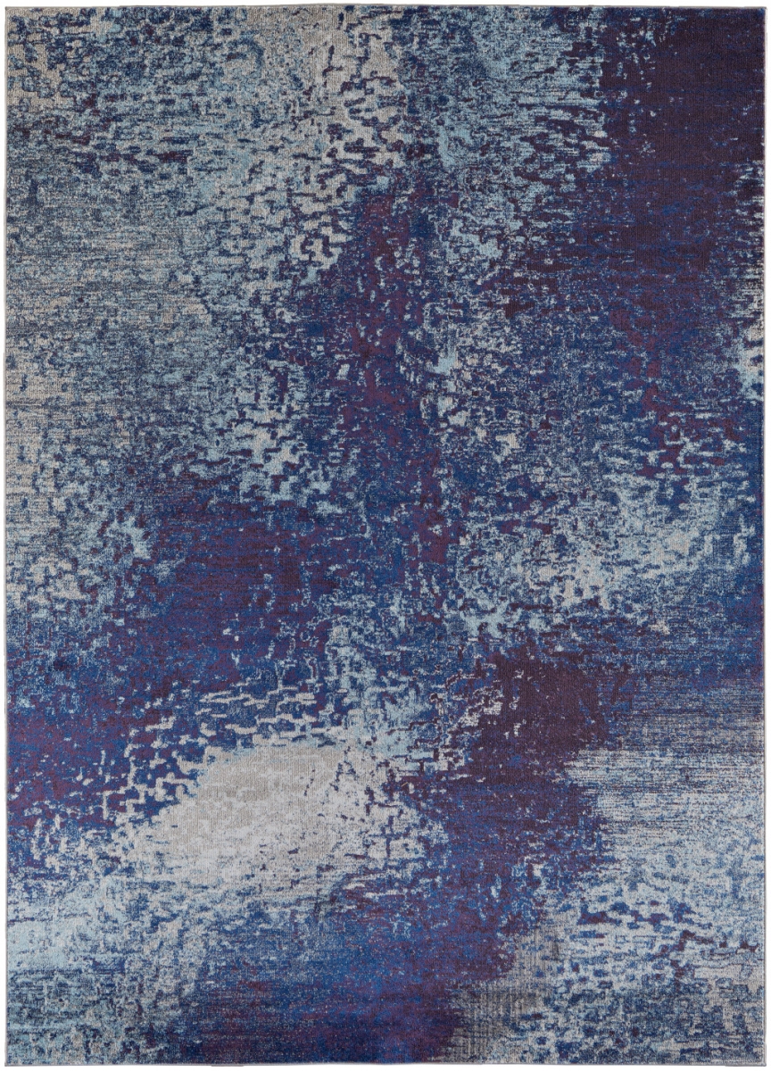 10 x 14 ft. Blue Purple & Ivory Abstract Power Loom Stain Resistant Rectangle Area Rug - Blue and Purple - 10 x 14 ft.