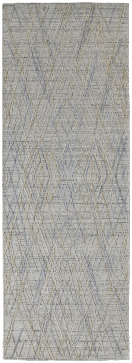 513541 8 ft. Gray & Ivory Abstract Hand Woven Runner Rug