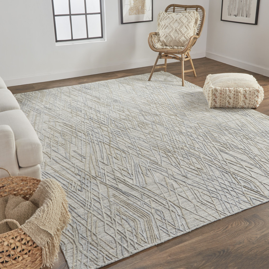 513548 10 x 14 ft. Gray & Blue Abstract Hand Woven Rectangle Area Rug