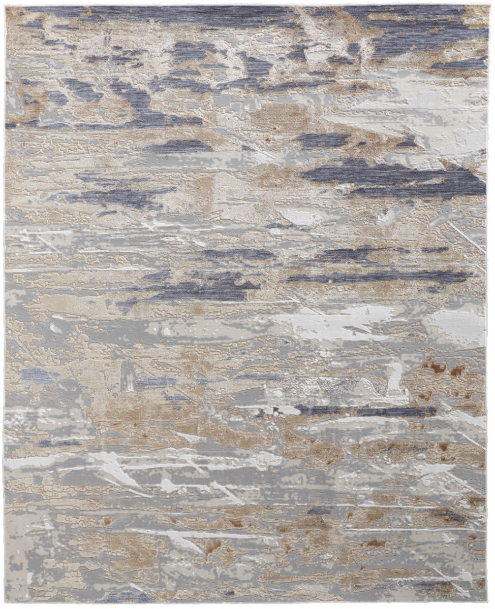 8 x 10 ft. Tan Orange & Ivory Abstract Power Loom Distressed Rectangle Area Rug - Tan Orange and Ivory - 8 x 10 ft.