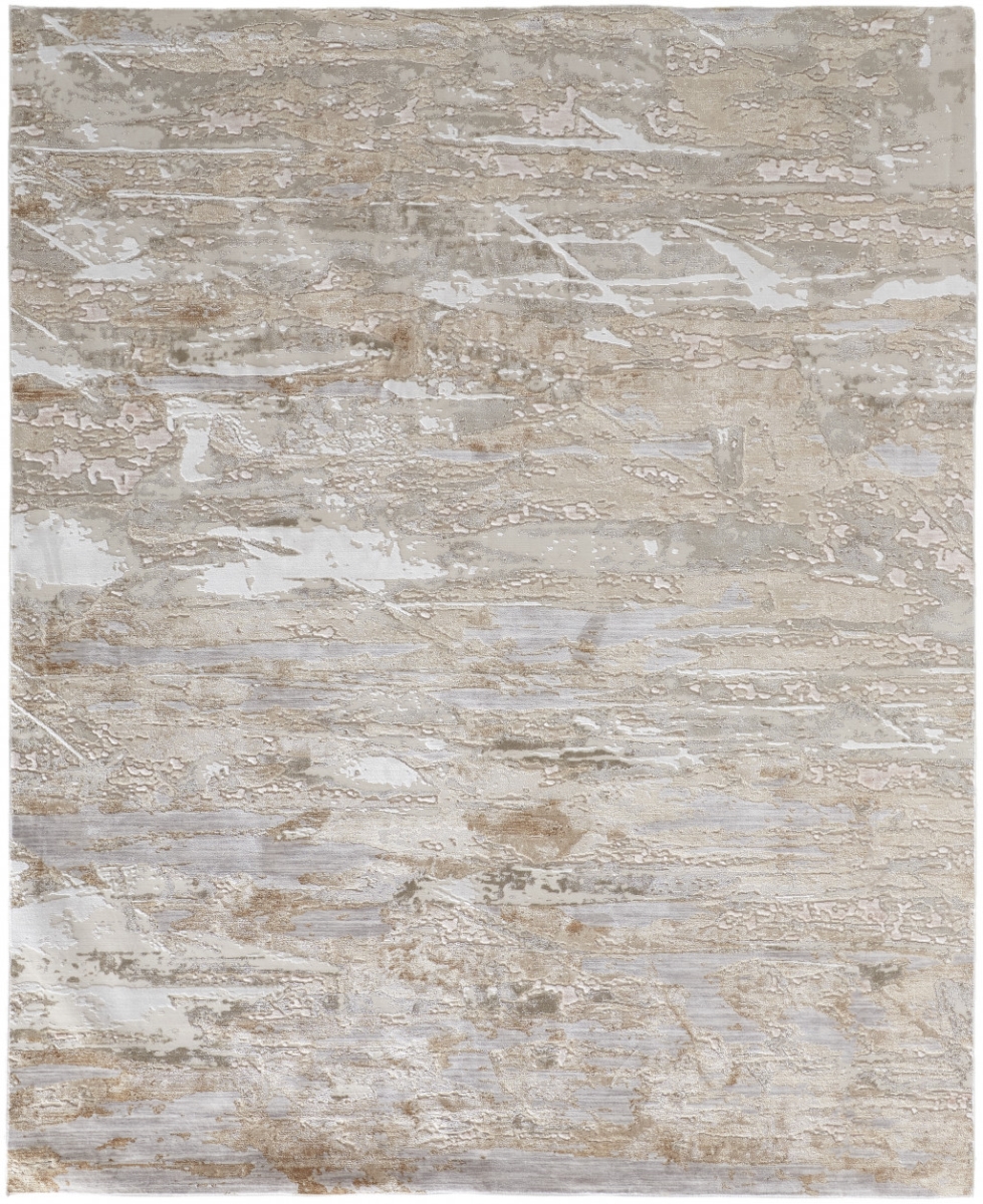 514142 8 x 10 ft. Tan & Ivory Abstract Power Loom Distressed Rectangle Area Rug