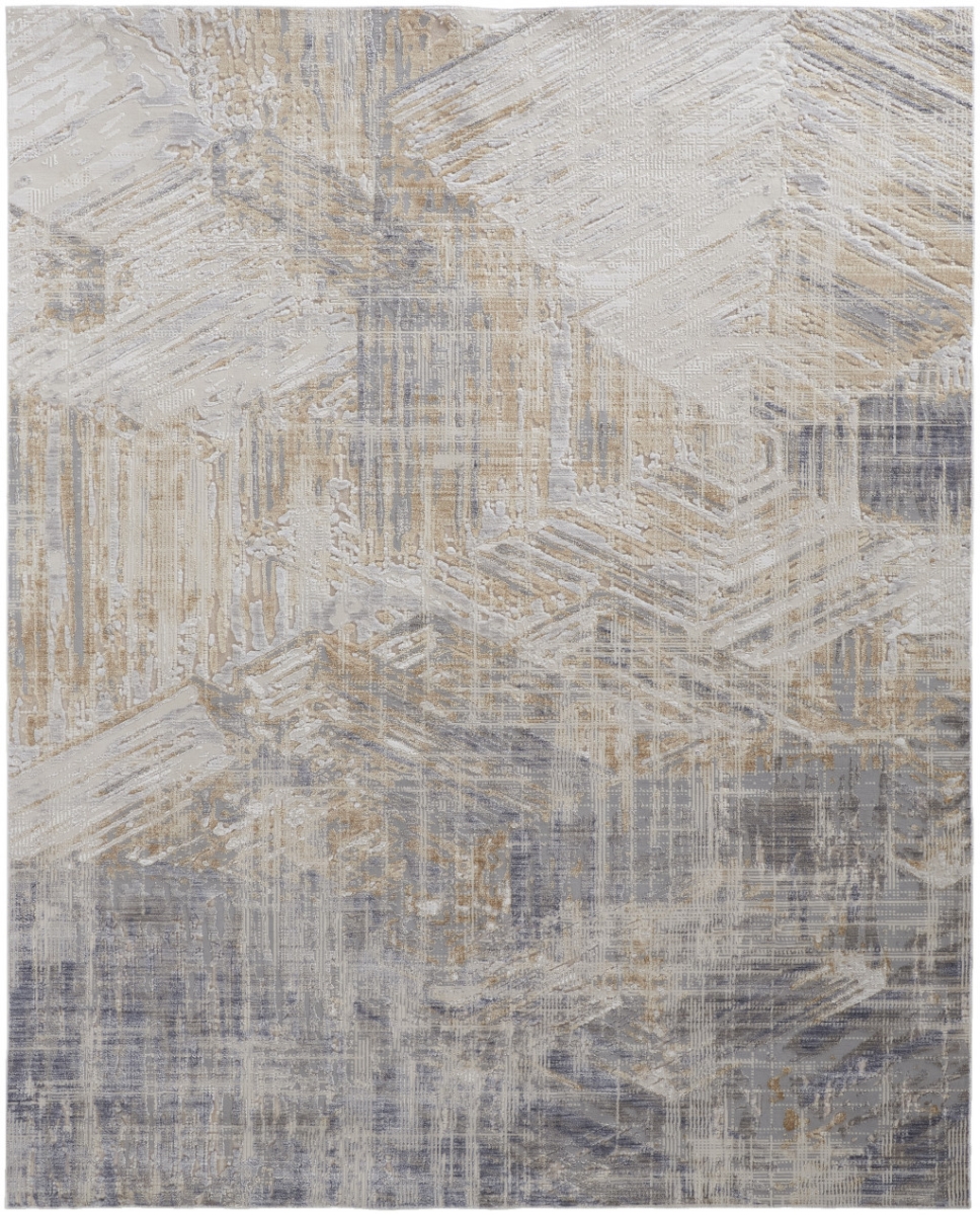 5 x 8 ft. Tan Ivory & Gray Abstract Power Loom Distressed Rectangle Area Rug - Tan Ivory and Gray - 5 x 8 ft.