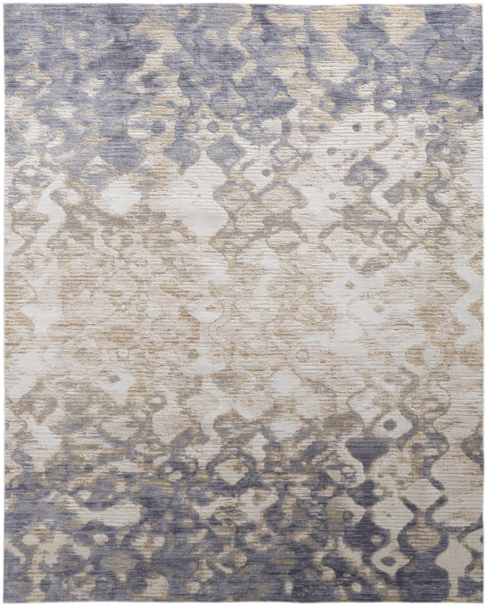 514160 8 x 10 ft. Tan Ivory & Blue Abstract Power Loom Distressed Rectangle Area Rug