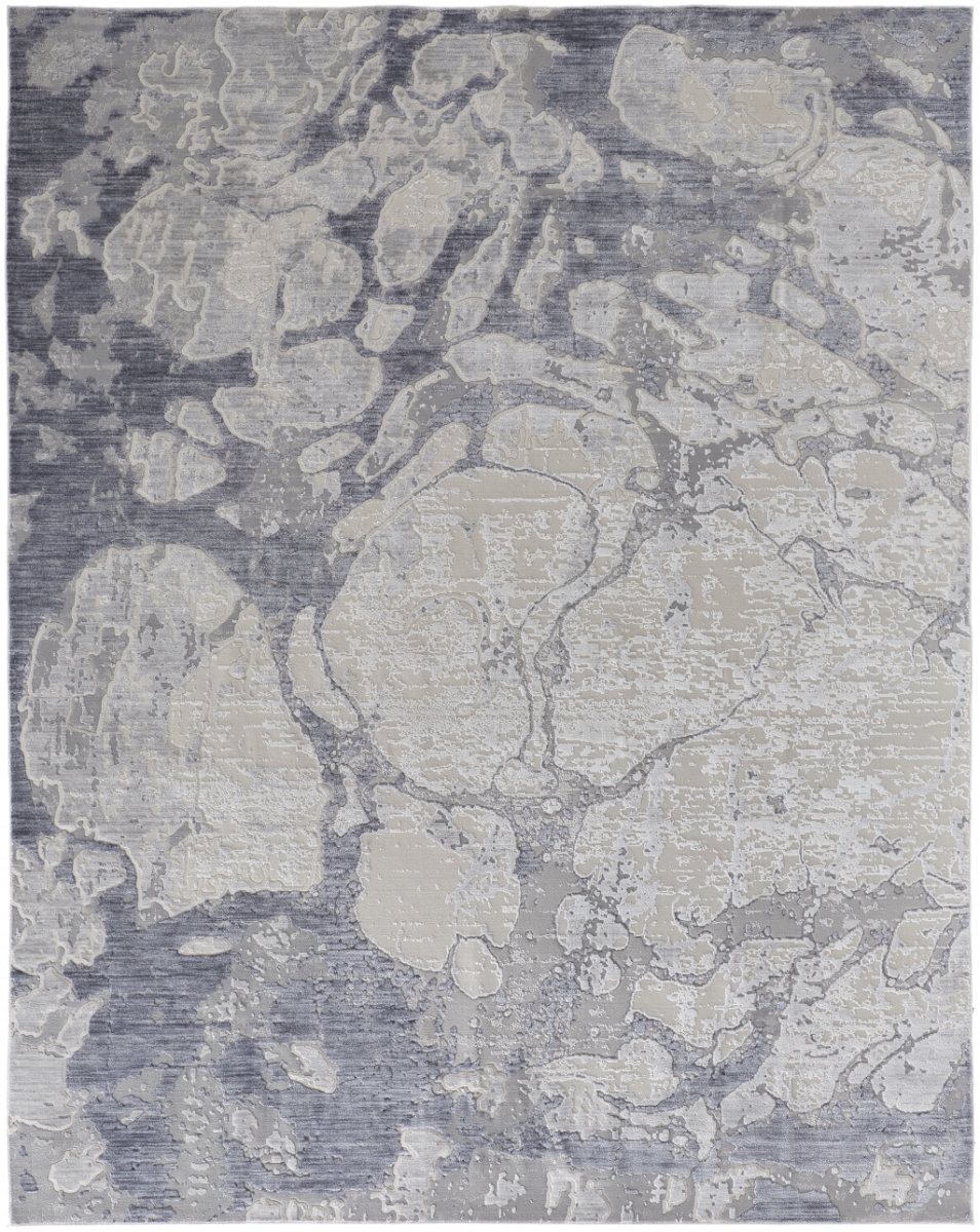 514168 5 x 8 ft. Ivory & Blue Abstract Power Loom Distressed Rectangle Area Rug