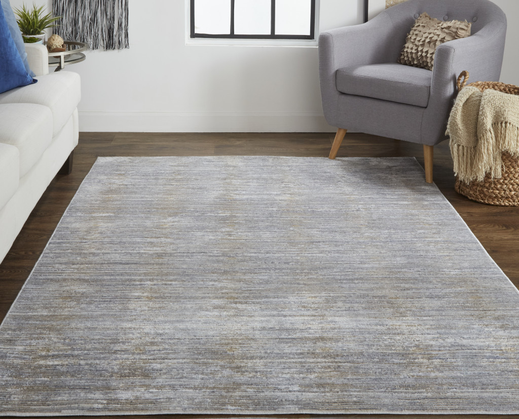 4 x 6 ft. Taupe Silver & Tan Abstract Power Loom Rectangle Area Rug