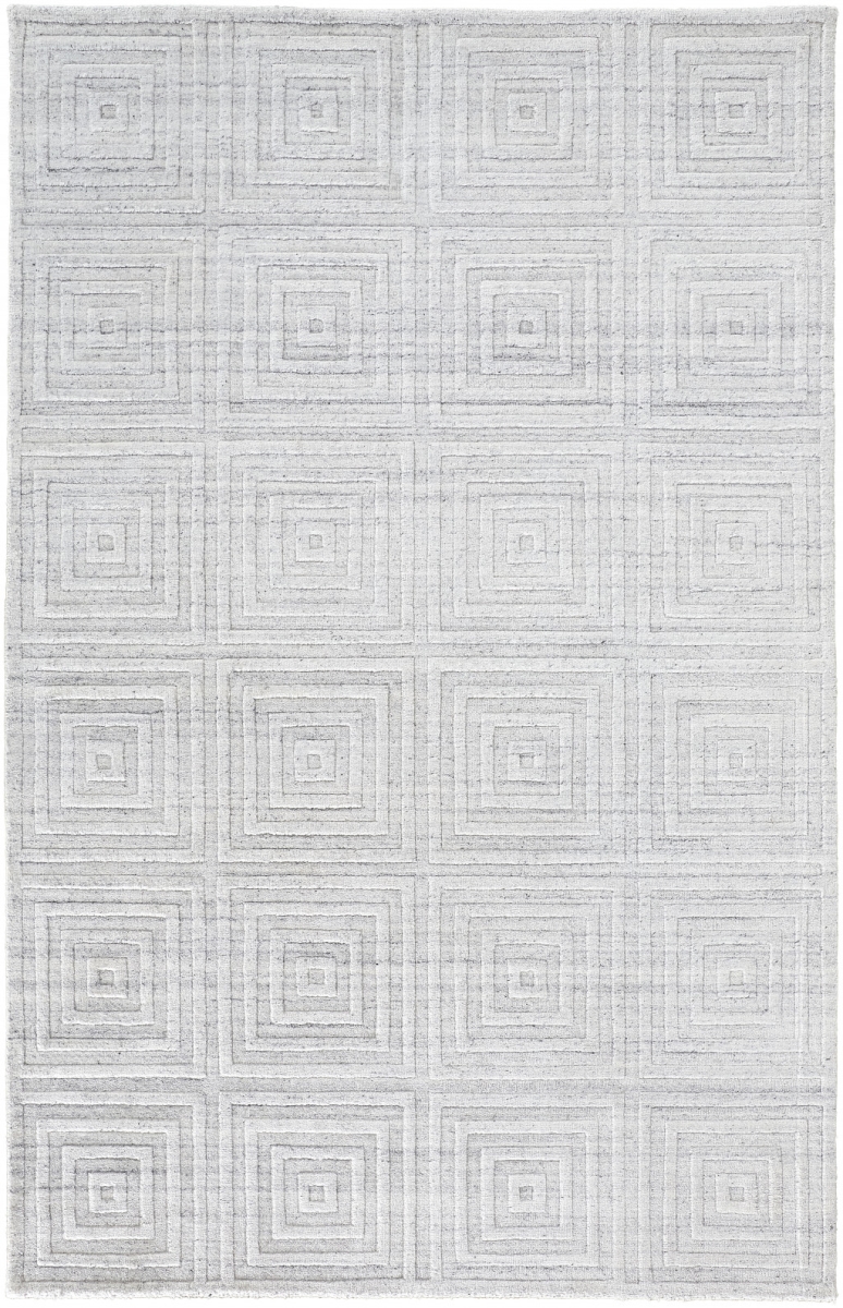 514764 5 x 8 ft. White & Silver Striped Hand Woven Rectangle Area Rug