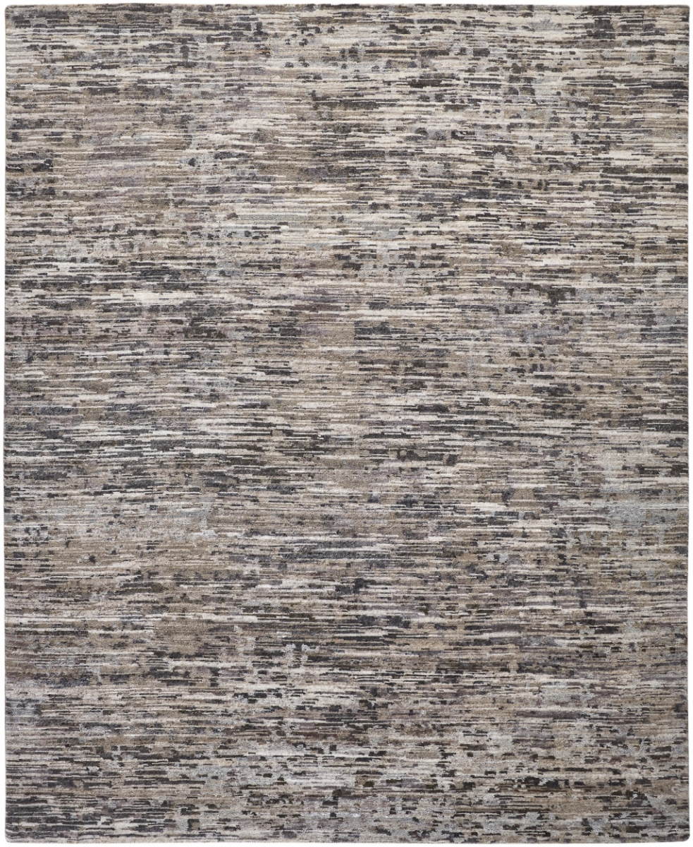 2 x 3 ft. Gray Blue & Silver Wool Abstract Hand Knotted Rectangle Area Rug - Gray Blue and Silver - 2 x 3 ft.