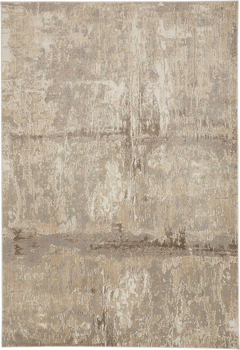 514690 9 x 12 ft. Tan Ivory & Brown Abstract Rectangle Area Rug