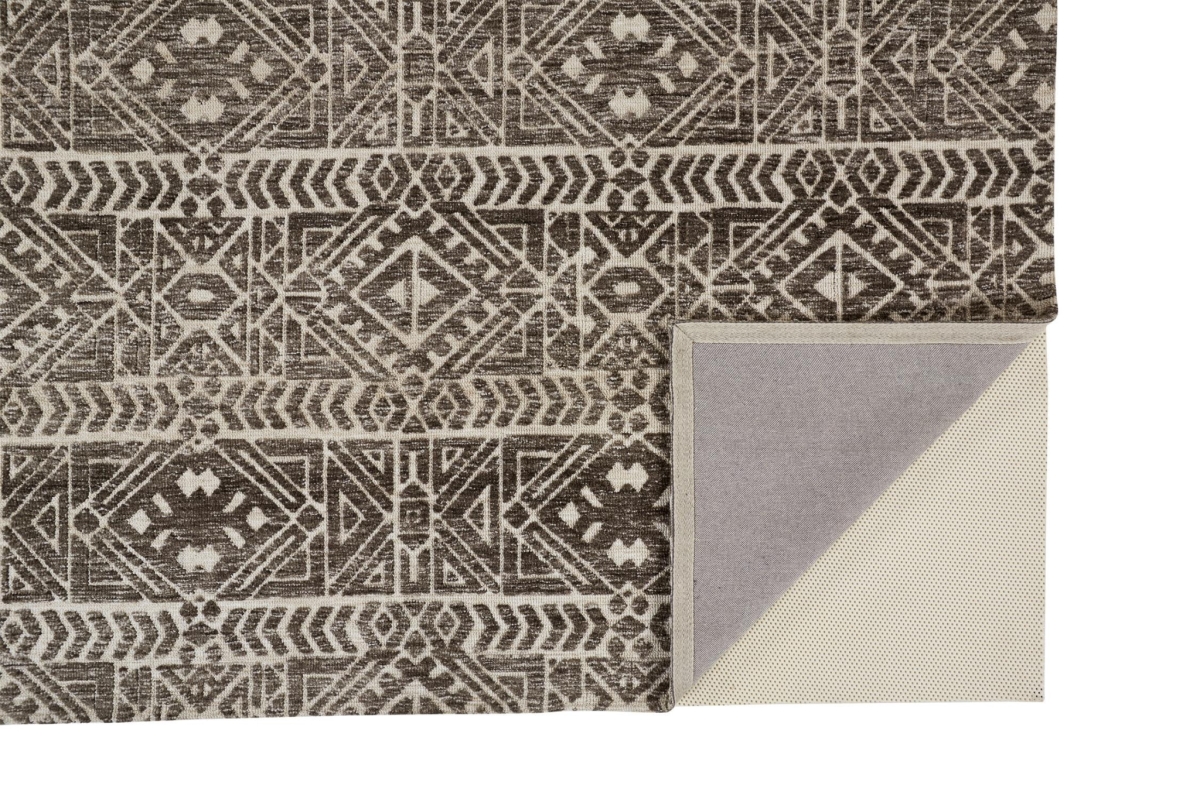 8 x 10 ft. Striped Stain Resistant Rectangle Area Rug, Brown, Taupe & Ivory