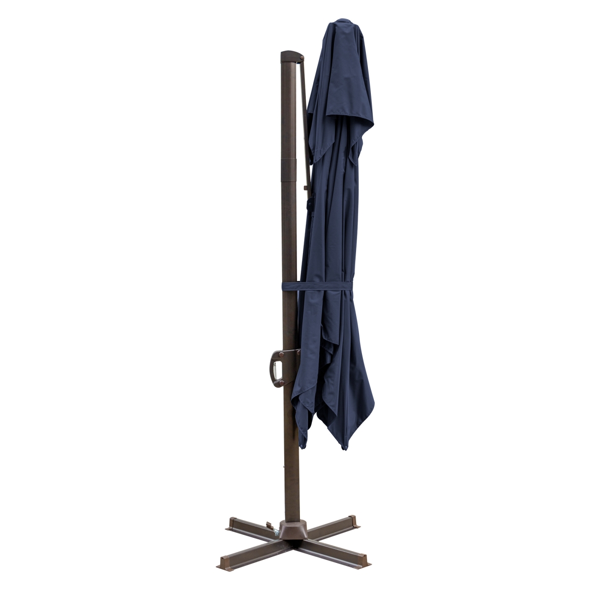 485656 10 ft. Navy Blue Polyester Square Tilt Cantilever Patio Umbrella with Stand