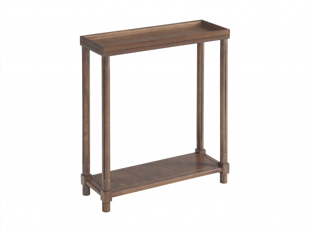 515520 24 in. Wood Rectangular End Tables with Shelf, Brown - Set of 2