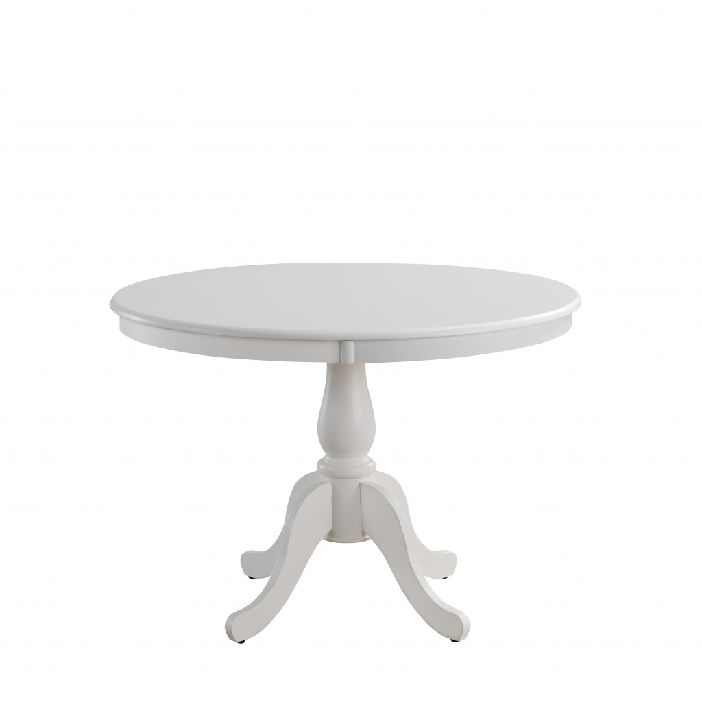 30 x 42 x 42 in. White Round Turned Pedestal Base Wood Dining Table