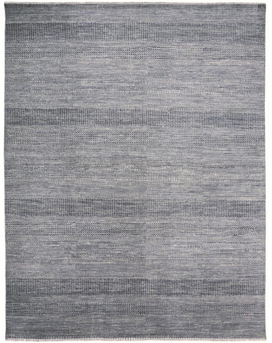 10 x 13 ft. Silver Wool Striped Hand Knotted Rectangle Area Rug - Silver - 10 x 13 ft.