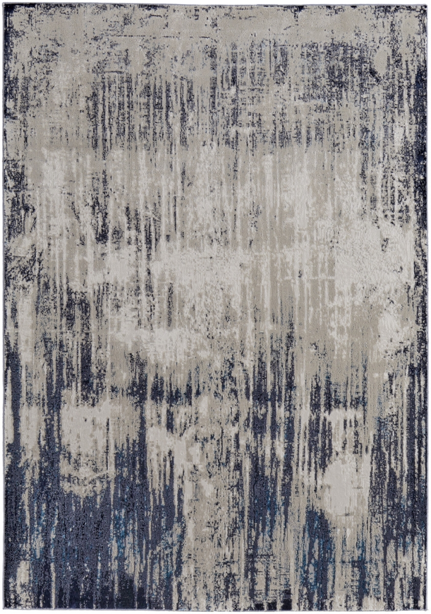 5 x 8 ft. Tan Blue & Ivory Abstract Power Loom Distressed Rectangle Area Rug - Tan Blue and Ivory - 5 x 8 ft.