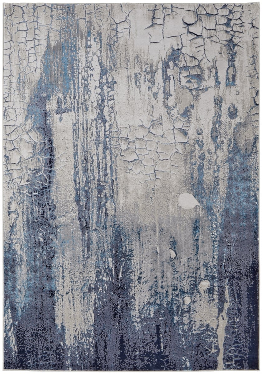 4 x 6 ft. Ivory Blue & Black Abstract Power Loom Distressed Rectangle Area Rug