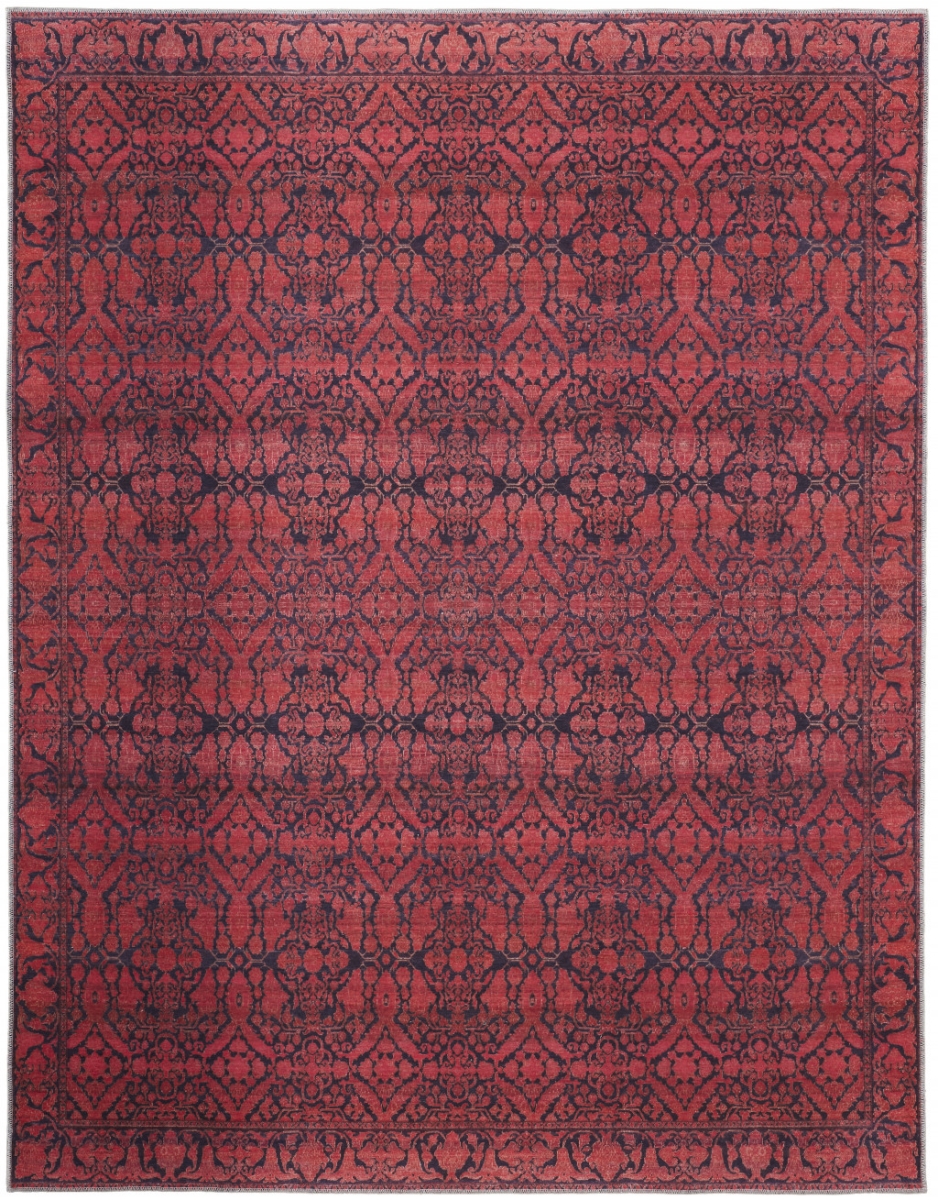 515200 10 x 14 ft. Red & Black Floral Power Loom Rectangle Area Rug