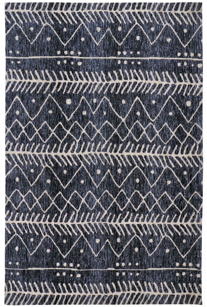 515307 4 x 6 ft. Blue & Ivory Striped Stain Resistant Rectangle Area Rug