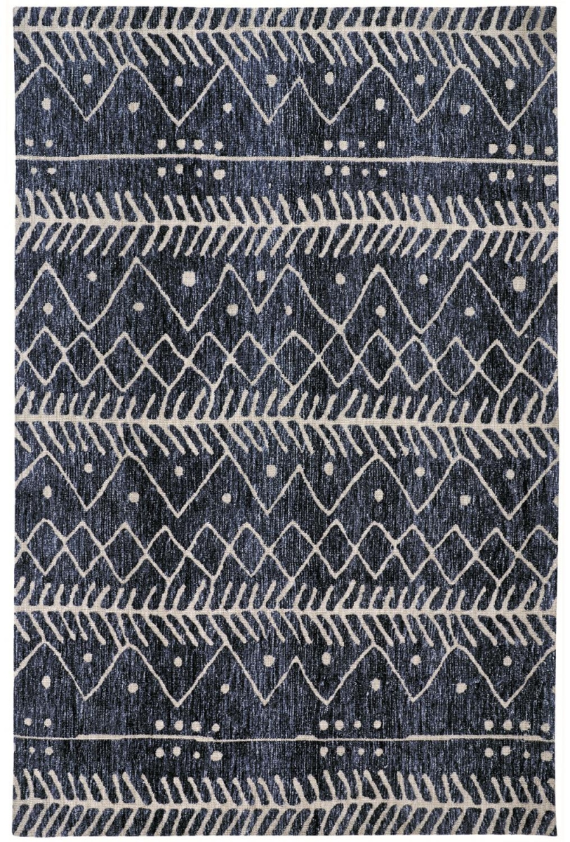 515308 5 x 8 ft. Blue & Ivory Striped Stain Resistant Rectangle Area Rug