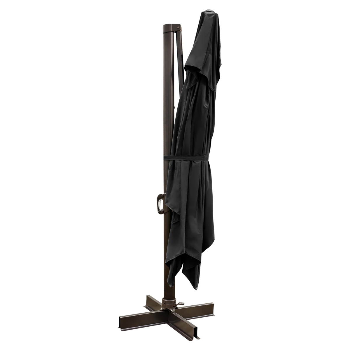 485638 13 ft. Polyester Rectangular Tilt Cantilever Patio Umbrella with Stand - Black