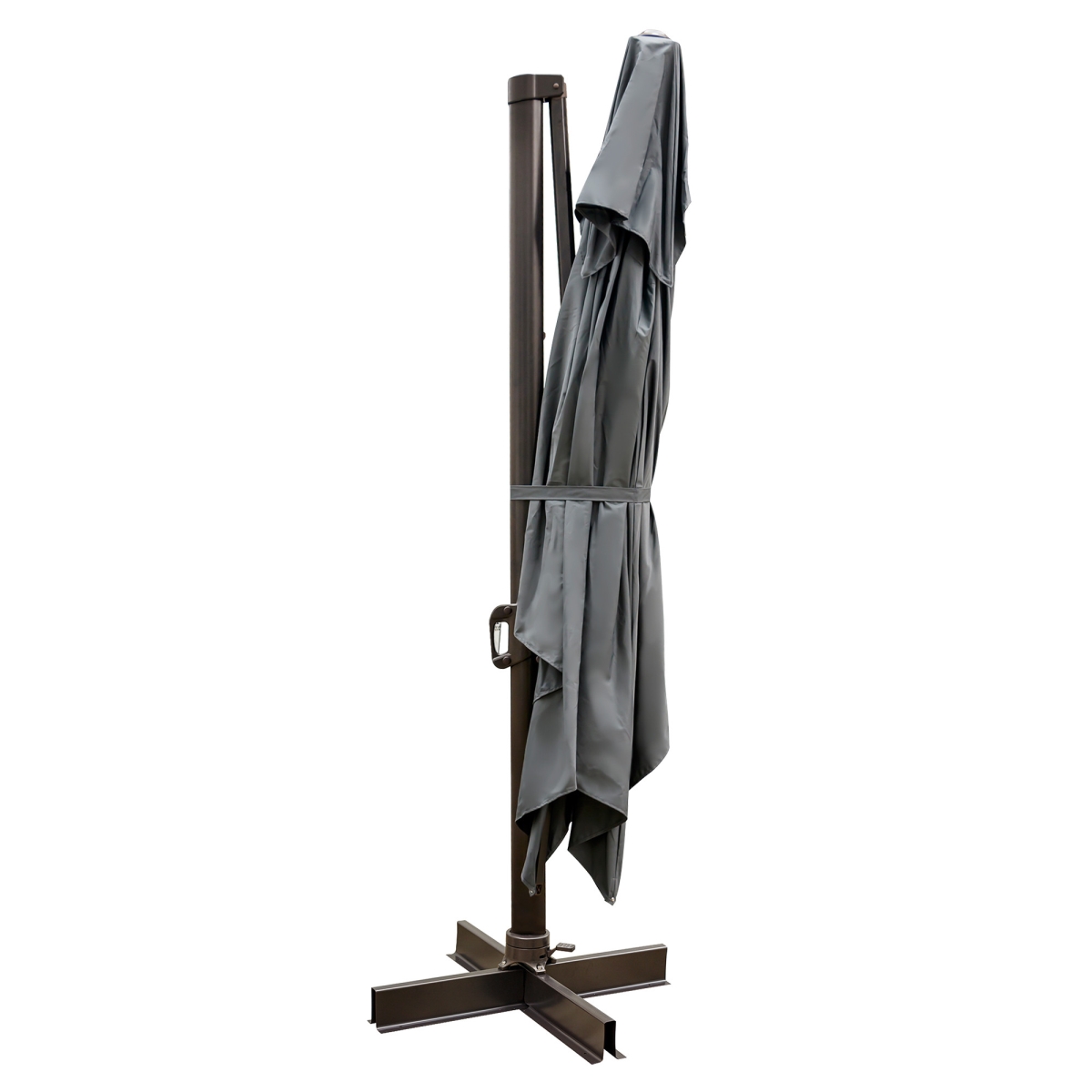 485639 13 ft. Dark Gray Polyester Rectangular Tilt Cantilever Patio Umbrella with Stand
