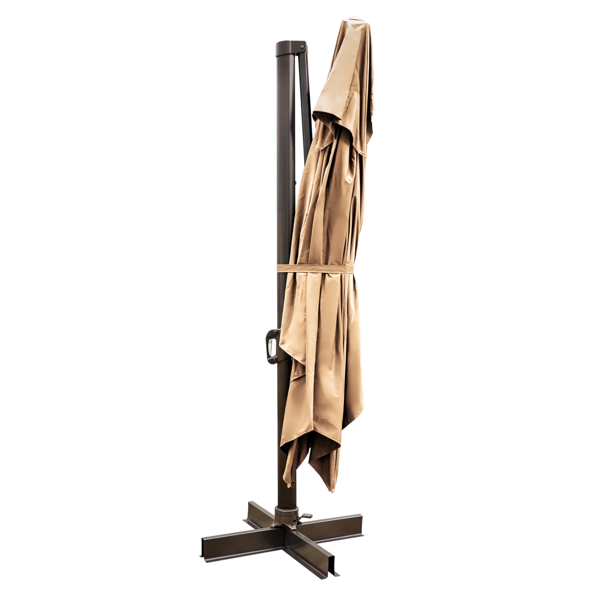 13 ft. Polyester Rectangular Tilt Cantilever Patio Umbrella with Stand - Tan