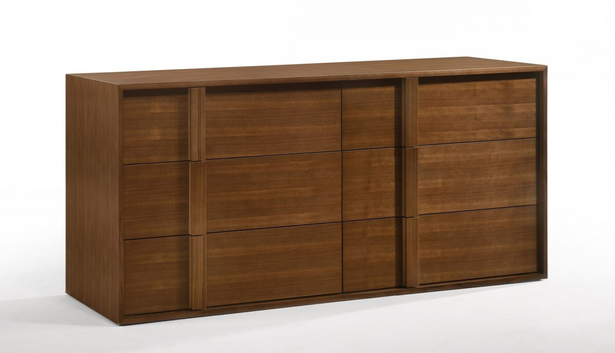 30 x 65 x 20 in. Walnut Solid Wood Six Drawers Double Dresser