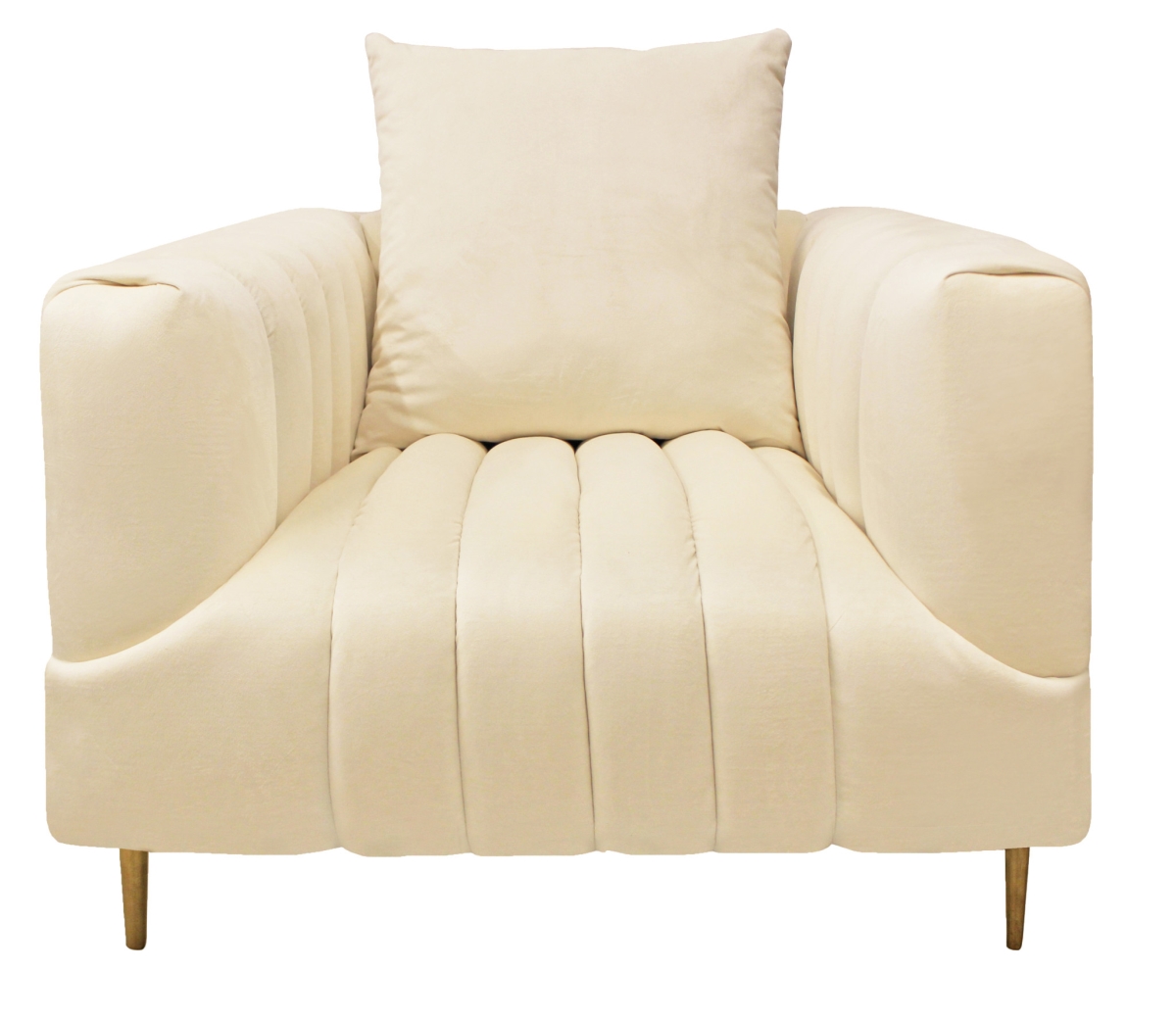 28 x 37 x 38 in. Ivory Velvet & Gold Solid Color Lounge Chair
