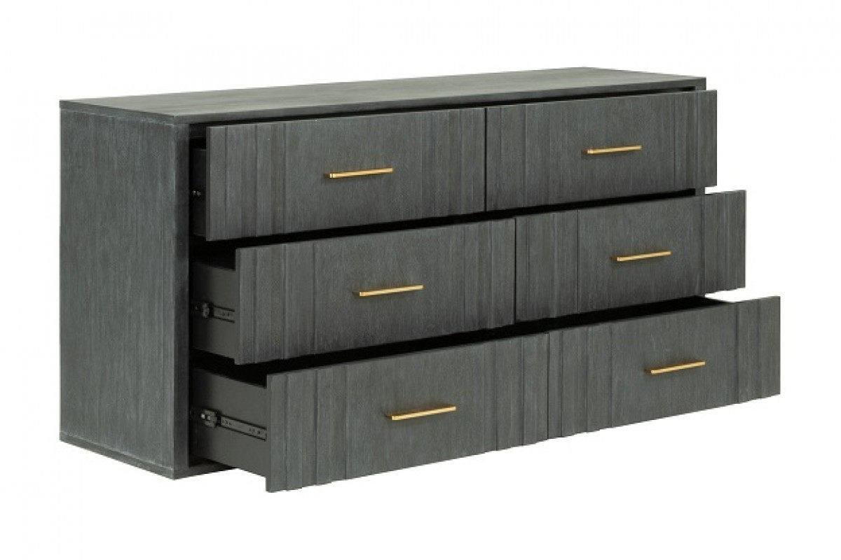 490825 30 x 63 x 17.7 in. Dark Gray Solid & Manufactured Wood Six Drawers Standard Dresser -  HomeRoots