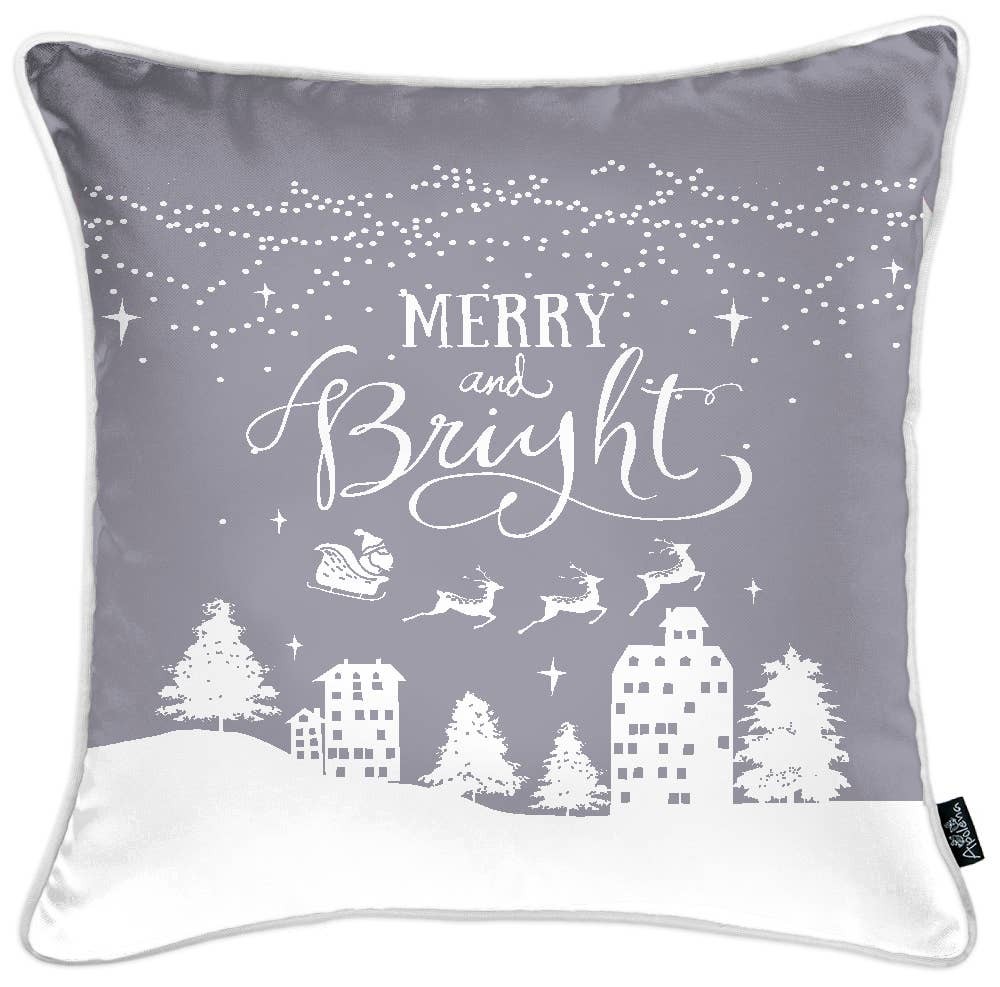 Picture of HomeRoots 402528 18 x 18 in. Zippered Polyester Christmas Snowflakes Throw Pillow Cover&#44; Grey - Set of 4