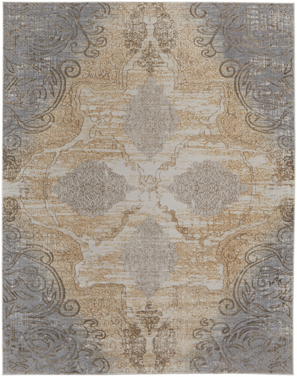 4 x 6 ft. Silver Tan & Gray Floral Power Loom Rectangle Area Rug