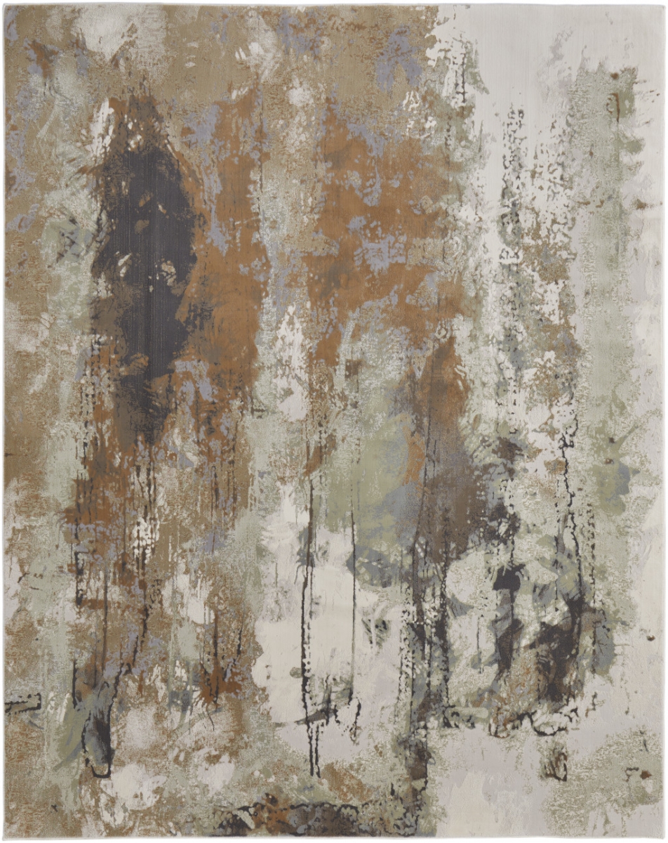 5 x 8 ft. Orange Purple & Green Abstract Power Loom Rectangle Area Rug