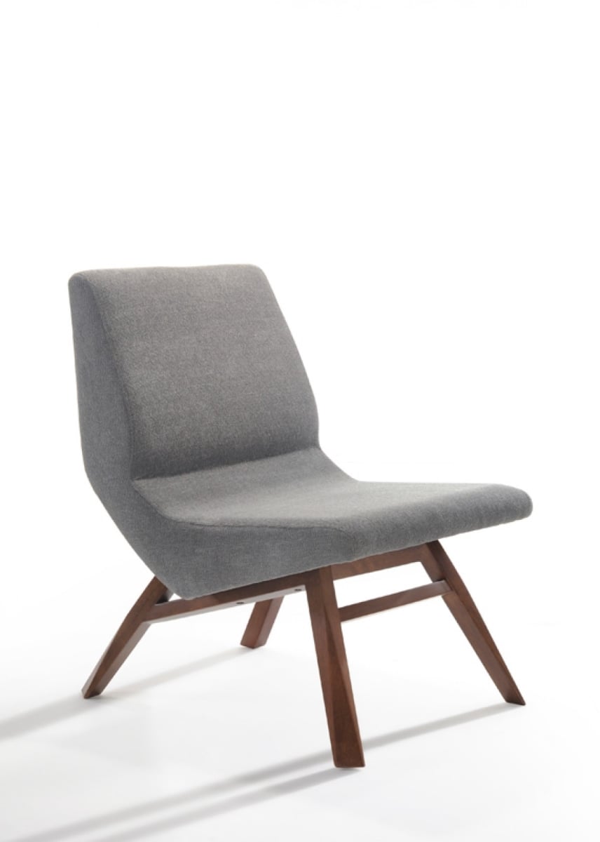 32 x 22 x 27 in. Gray & Walnut Solid Color Lounge Chair with Ottoman