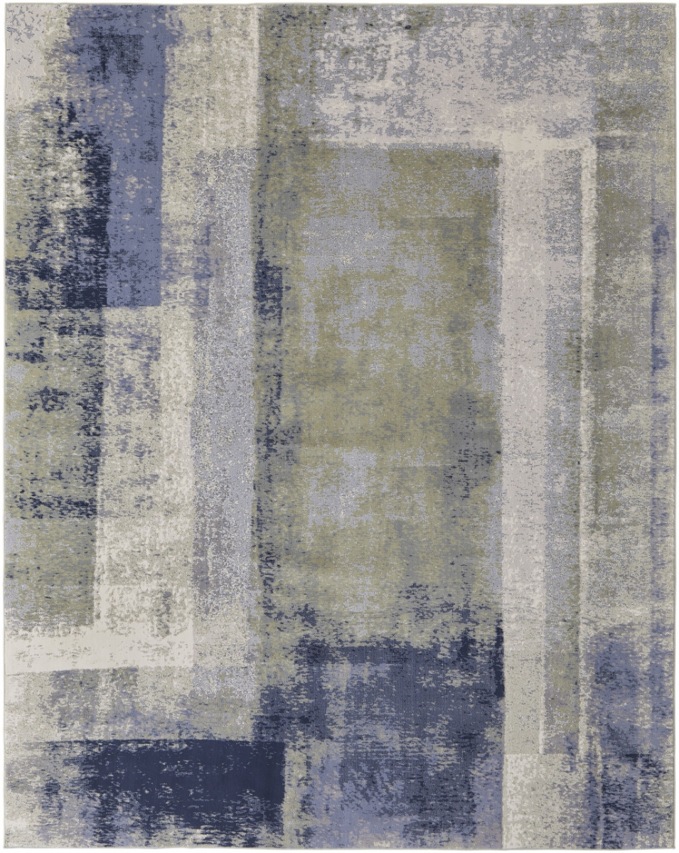 2 x 3 ft. Blue Green & Ivory Abstract Power Loom Distressed Rectangle Area Rug - Blue and Ivory - 2 x 3 ft.