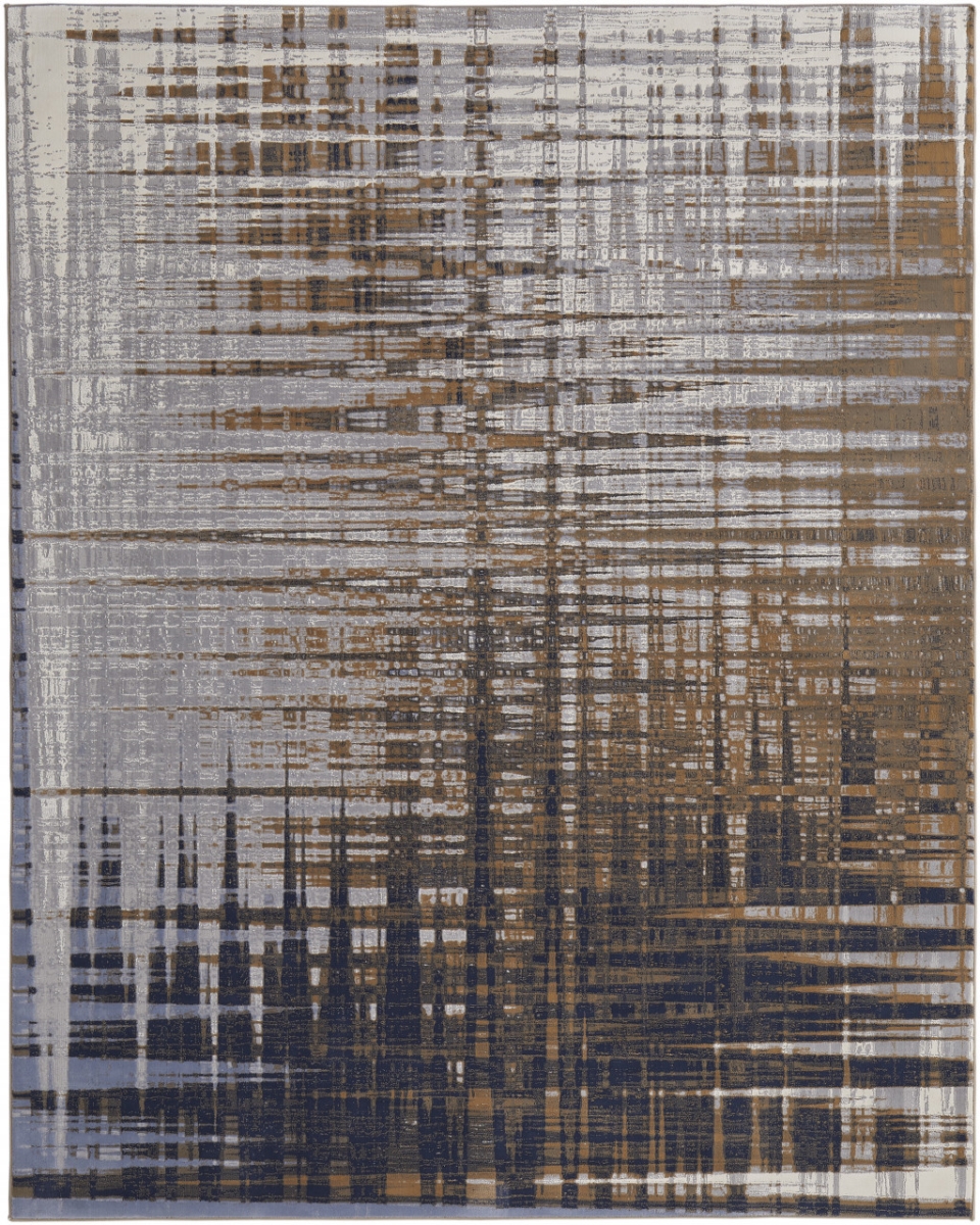 513200 2 x 3 ft. Blue Orange & Gray Abstract Power Loom Rectangle Area Rug
