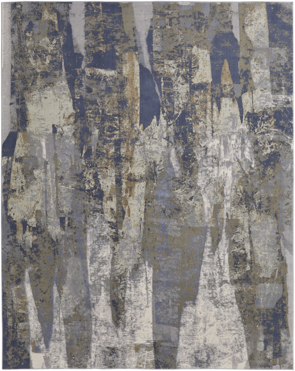 4 x 6 ft. Blue Gray & Tan Abstract Power Loom Distressed Rectangle Area Rug - Blue and Gray - 4 x 6 ft.