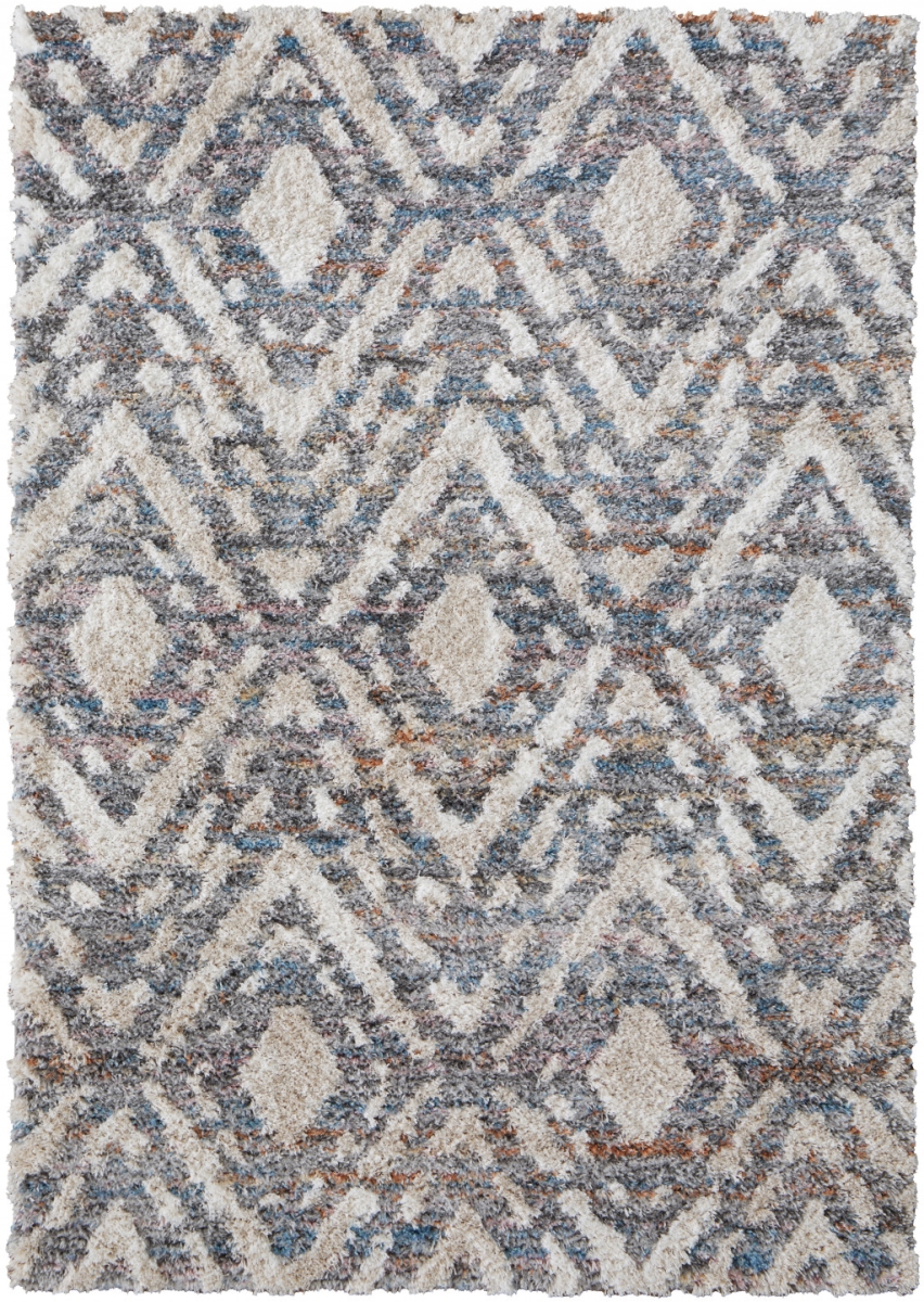 514492 4 x 6 ft. Ivory Gray & Taupe Geometric Power Loom Stain Resistant Rectangle Area Rug