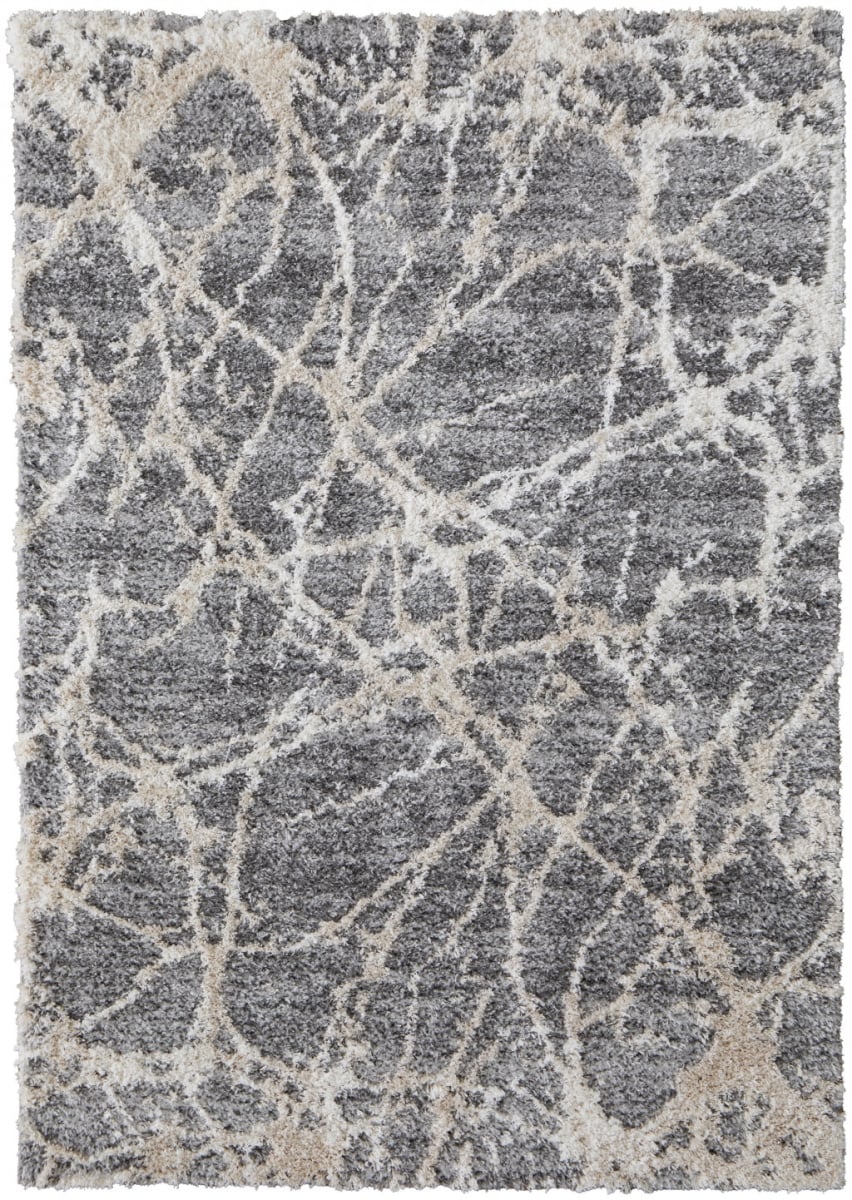 514520 4 x 6 ft. Gray & Ivory Abstract Power Loom Stain Resistant Rectangle Area Rug