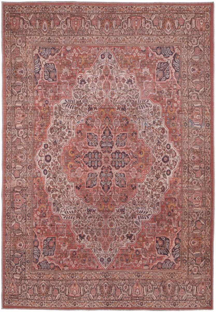 515156 8 x 10 ft. Red Tan & Pink Floral Power Loom Rectangle Area Rug -  HomeRoots
