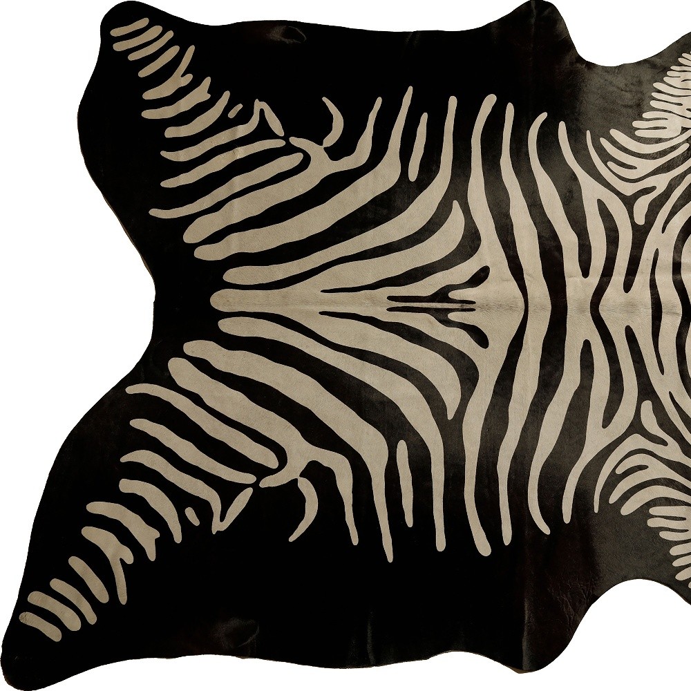 6 x 7 ft. Off White & Black Zebra Cowhide Handmade Area Rug - Off White and Black - 6' x 7'